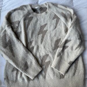 Women’s Cream and Brown Lightening Bolt Sweater